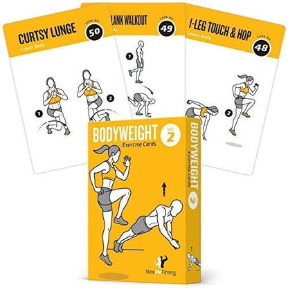 NewMe Fitness Bodyweight Workout Cards, Instructional Fitness Deck for Women & Men, Beginner Fitness Guide to Training Exercises at Home or Gym (Bodyweight, Vol 2)