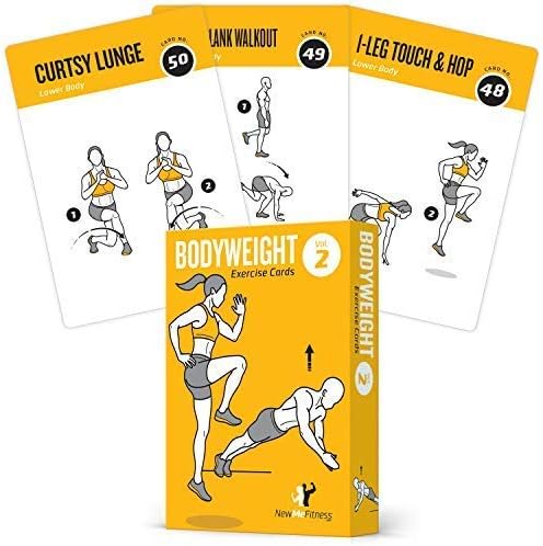 NewMe Fitness Bodyweight Workout Cards, Instructional Fitness Deck for Women & Men, Beginner Fitness Guide to Training Exercises at Home or Gym (Bodyweight, Vol 2)
