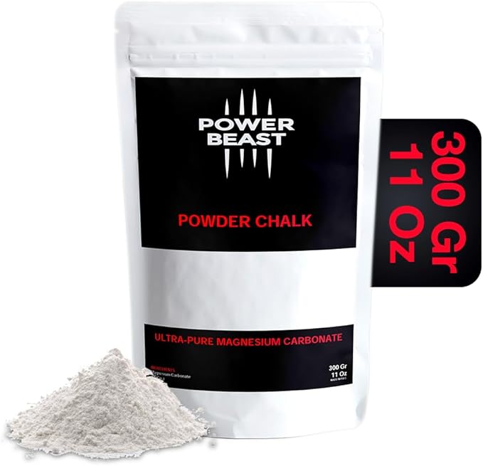 POWER BEAST Powder Chalk Gym 300 Gr-10.58 Oz, Gym Chalk, Magnesium Carbonate for Better Grip, Weightlifting, Rock Climbing, Gymnastics, Bouldering, Weightlifting, Pool Billiards.