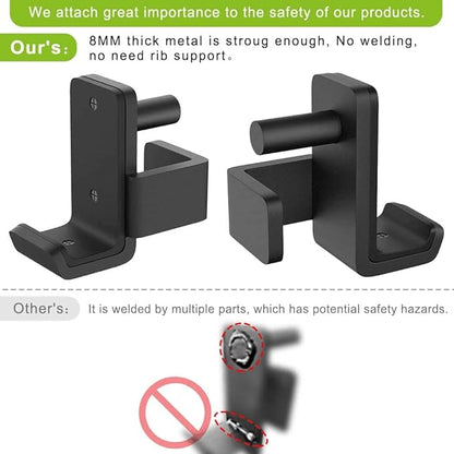 SELEWARE Solid Steel J Hooks for 2" x 2" or 3" x 3" Tube Power Cage with 1" or 5/8" Hole Squat Rack Attachment, J-Hook Barbell Holder for Power Rack, Set of 2