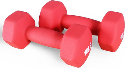 Neoprene Dumbbell Hand Weights, Anti-Slip, Anti-roll, Hex Shape Colorful, Pair or Set with Stand