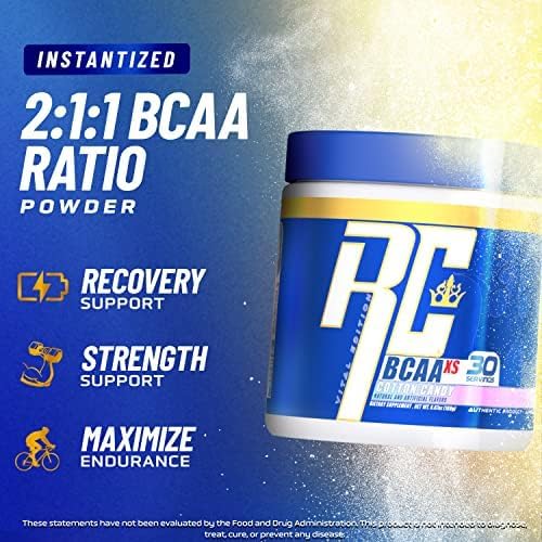 Ronnie Coleman's BCAA XS Powder with EAAs, Branched Chain Amino Acids Post Workout Muscle Recovery, Sugar Free Hydration Drink for Women and Men, Lemonbeary Gummies, 30 Servings