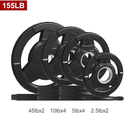 Weight Plate 2-Inch Rubber Coated Olympic Grip Plate 2.5/5/10/15/25/35/45 LB
