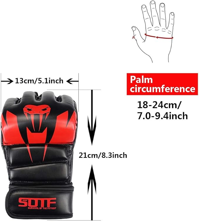 SOTF Punching Gloves for Adults MMA Training Gloves Men Fight Boxing Gloves Open Fingers Women