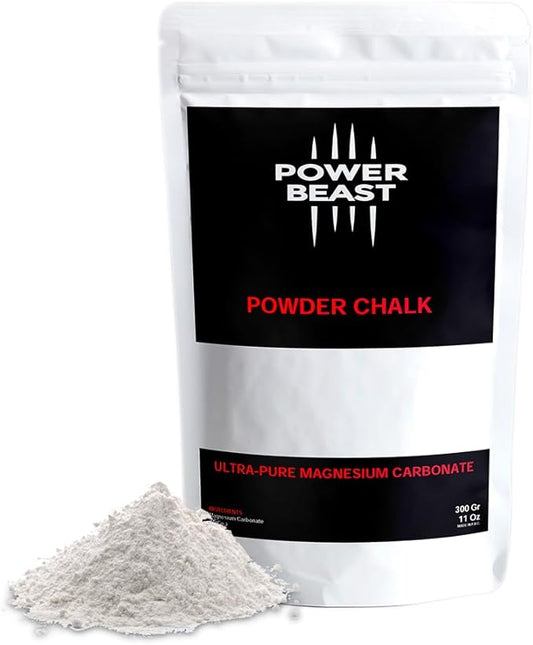 POWER BEAST Powder Chalk Gym 300 Gr-10.58 Oz, Gym Chalk, Magnesium Carbonate for Better Grip, Weightlifting, Rock Climbing, Gymnastics, Bouldering, Weightlifting, Pool Billiards.