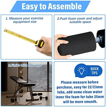 Deekin 4 Pcs Foam Foot Pads Roller Buffer Tube Cover for Home Gym Exercise Machine Equipment Replacement Pads for Leg Extension Weight Bench Inversion Table (0.87 x 2.75 x 5.1 Inches)
