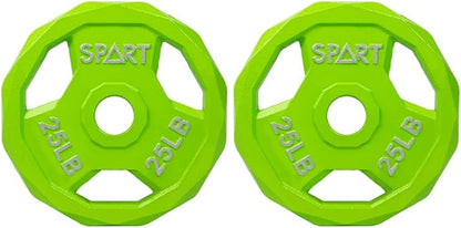 SPART Color Coded Weight Plate 2-Inch Cast Iron 2.5/5/10/15/25/35/45LB, Single/Pair/Set