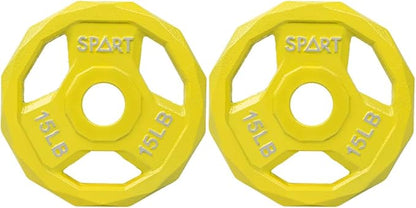 SPART Color Coded Weight Plate 2-Inch Cast Iron 2.5/5/10/15/25/35/45LB, Single/Pair/Set