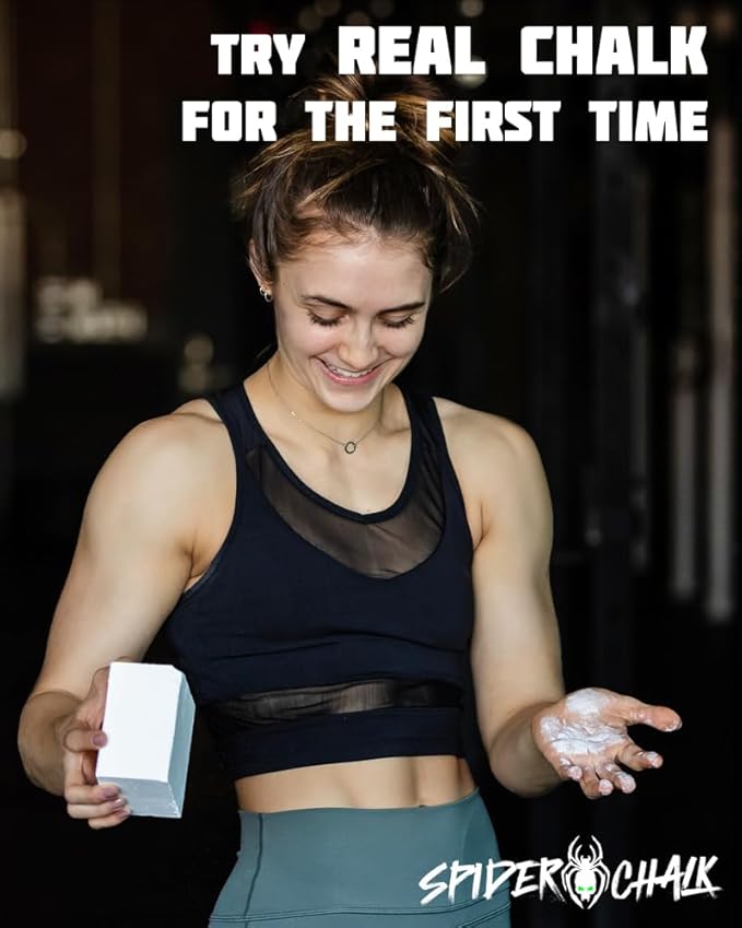 SPIDER CHALK Mega Gym Chalk Block, Lasts 2X Longer, Lab Grade | for Gym, Powerlifting, Made in The USA, ASMR