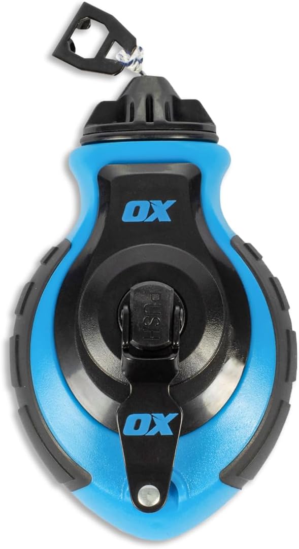 OX Tools OX-P027731 Chalk Line - 100' Thick Line, Curved Hook, 6:1 Gear Ratio, Metal Handle, Easy Top Load, Ergonomic Shape & Rubber Grips - Ideal for Deck Builders, Framers, Roofers