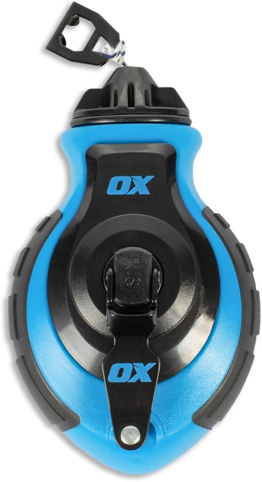 OX Tools OX-P027731 Chalk Line - 100' Thick Line, Curved Hook, 6:1 Gear Ratio, Metal Handle, Easy Top Load, Ergonomic Shape & Rubber Grips - Ideal for Deck Builders, Framers, Roofers