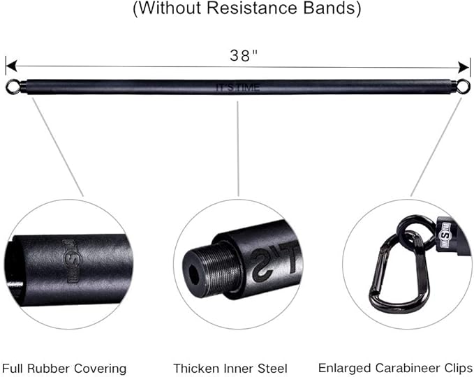 INNSTAR Home Gym Workout bar 38" Black Max 800lb for (Black-38'')