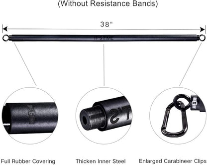 INNSTAR Home Gym Workout bar 38" Black Max 800lb for (Black-38'')