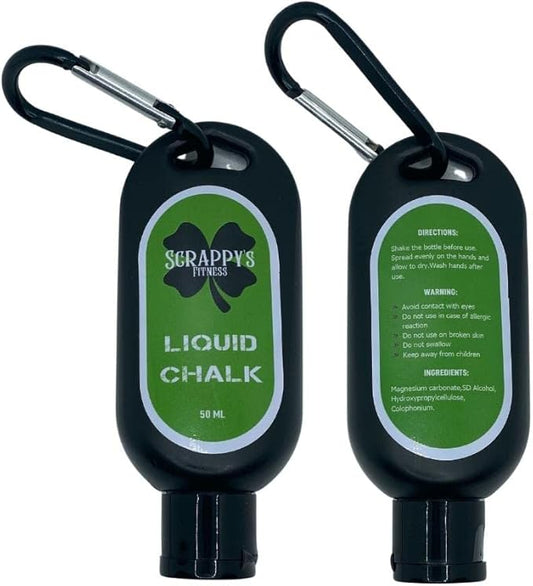 Scrappy's Fitness Liquid Chalk - Long Lasting, Premium Grip for Athletes - Weightlifting, Gymnastics, Rock Climbing, Pole Dancing & More - Travel Size with Clip - Quick Drying & Mess Free