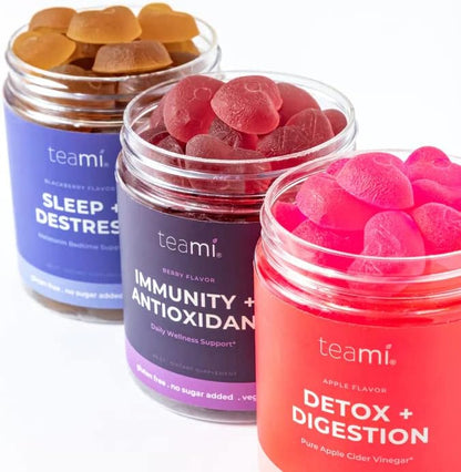Teami Wellness Gummies Delicious Heart Shaped Gummies for a Balanced Belly, Immune Support and Relaxation Multivitamin Jelly Pack of 3