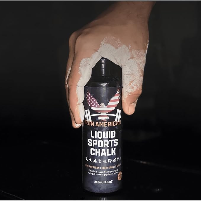 IRON AMERICAN Liquid Chalk - No-Mess Long-Lasting Grip Chalk for Weightlifting, Gymnastics, Rock Climbing, and Fitness Training - Advanced Hand Chalk for Gym