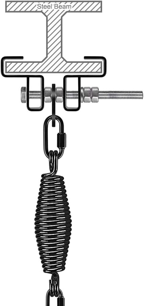 Dolibest Heavy Duty Steel Beam Hanger, Heavy Bag Mount, I Beam Heavy Bag Hanger for Punching Bag Hanger Boxing Muay Thai Training (with Spring)