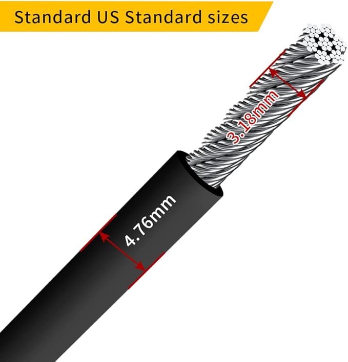 Fitness Gym Replacement Cable Fitness Pulley Cable,Heavy Duty 5mm Steel Wire Rope for Home Gym Cable Pulley Machine Accessories