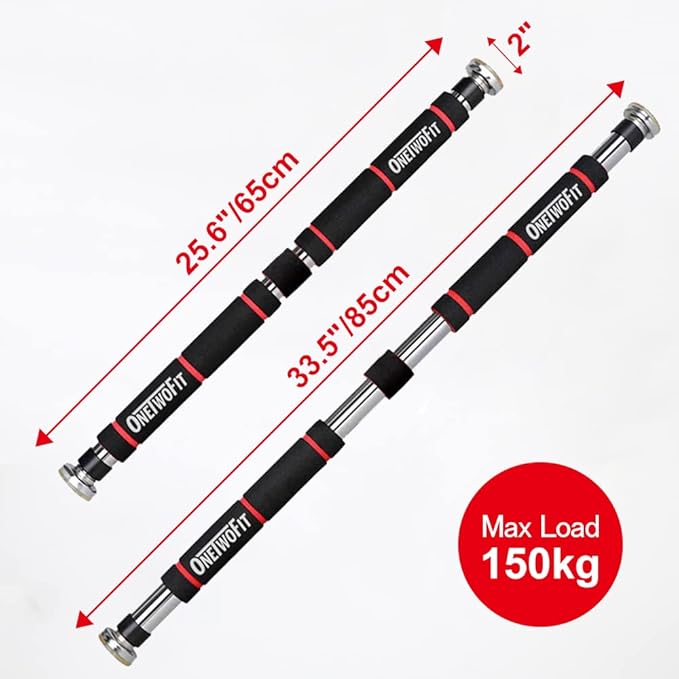 OneTwoFit Pull Up Bar Doorway Chin Up Bar Fitness（25.6 to 33.5 Inches Length）HK664