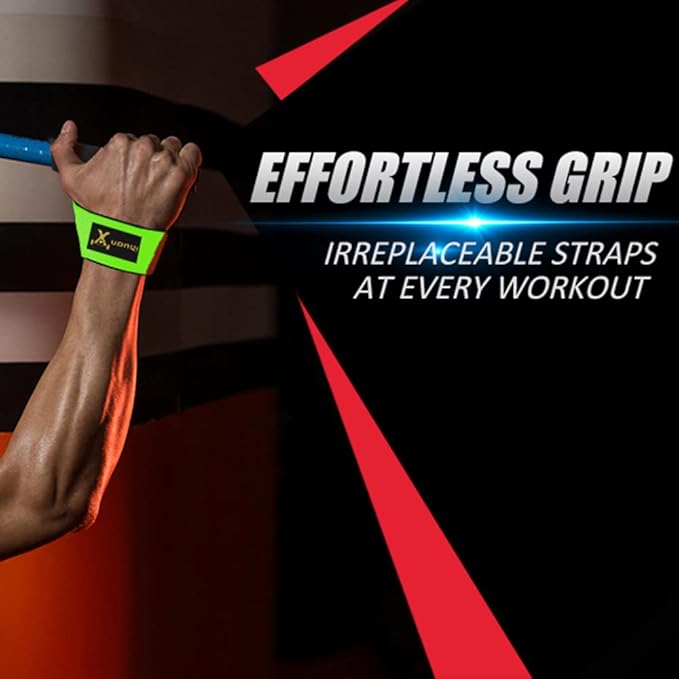 ihuan Wrist Straps for Weight Lifting - Lifting Straps for Weightlifting | Gym Wrist Wraps with Extra Hand Grips Support for Strength Training | Bodybuilding | Deadlifting