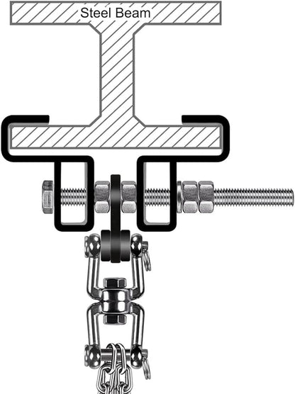 SELEWARE Heavy Duty Steel Beam Clamp, Heavy Bag Mount, Punching Bag Hanger Heavy Duty Holder for Boxing, Muay Thai and MMA Training (with Carabiner)