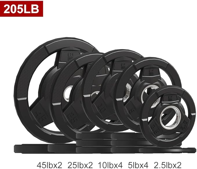 Weight Plate 2-Inch Rubber Coated Olympic Grip Plate 2.5/5/10/15/25/35/45 LB