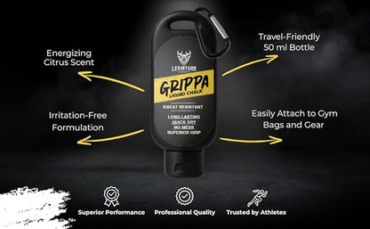 | GRIPPA | Liquid Chalk | Mess Free Gym Chalk for Weightlifting | Gymnastics | Rock Climbing | Dancing | Sweat Resistant | The Ultimate Grip Enhancer |