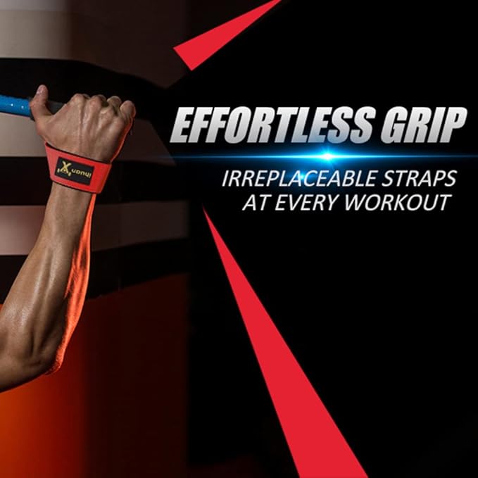 ihuan Wrist Straps for Weight Lifting - Lifting Straps for Weightlifting | Gym Wrist Wraps with Extra Hand Grips Support for Strength Training | Bodybuilding | Deadlifting