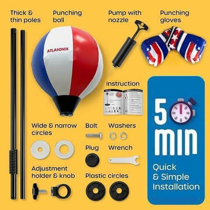 Standing Punching Bag for Kids 8-12, Boxing Set with Gloves - Fun Karate Ninja Games - Birthday for Boys & Girls - Indoor Outdoor Boxing Equipment - Guantes de Boxeo para Niños