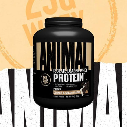 Animal Whey Isolate Protein Powder - Loaded for Pre & Post Workout Muscle Builder and Recovery with Digestive Enzymes for Men & Women - 25g Protein, Great Taste, Low Sugar - Cookies & Cream 4 lbs