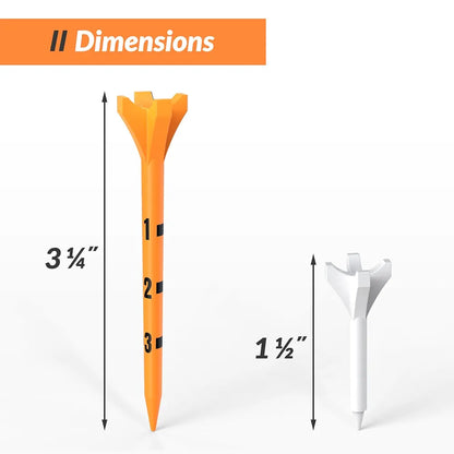 Professional 150 or 100 Pack Plastic Golf Tees , 4-Prongs Head Design to Reduce Friction & Side Spin, The Ultimate Gift for Golfers