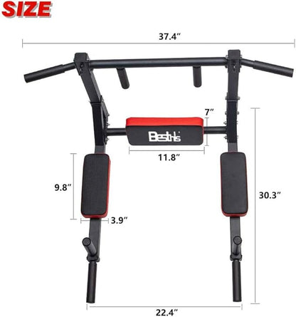 BESTHLS Wall Mounted Pull Up Bar and Dip Station 440 Lbs