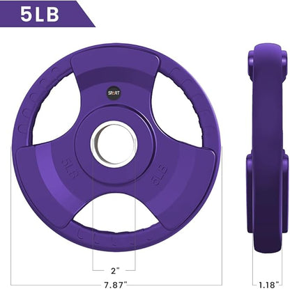 SPART 2-Inch Color Rubber Coated Olympic Grip Plate 2.5LB/5LB/10LB/25LB/35LB/45LB, Two