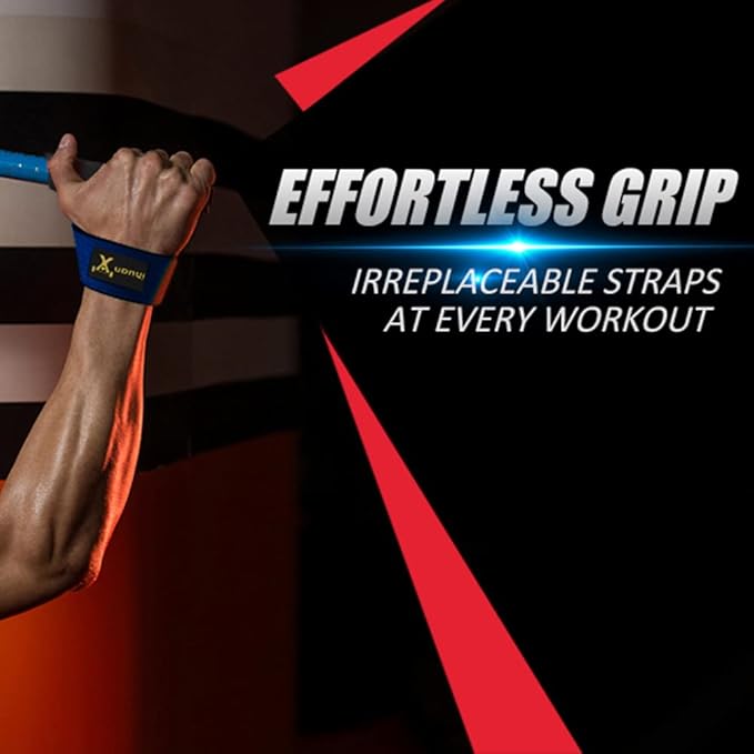 ihuan Wrist Straps for Weight Lifting - Lifting Straps for Weightlifting | Gym Wrist Wraps with Extra Hand Grips Support for Strength Training | Bodybuilding | Deadlifting