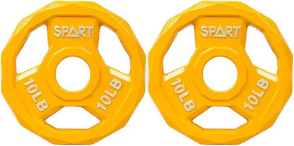 SPART Color Coded Weight Plate 2-Inch Cast Iron 2.5/5/10/15/25/35/45LB, Single/Pair/Set