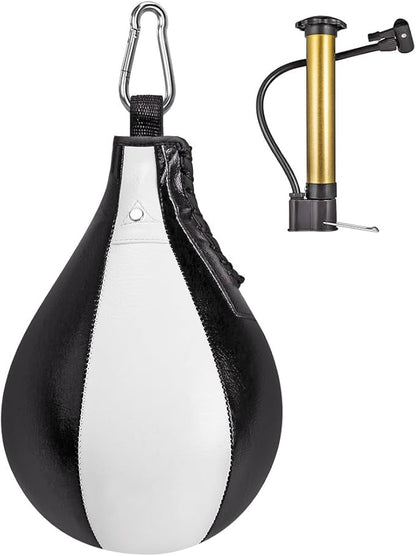 Benelabel Boxing Speed Bag Kit & Boxing Speed Bag - Premium Leather Bag with 360° Swivel and Inflator - Easy to Install and Use - Improve Your Speed and Reflexes