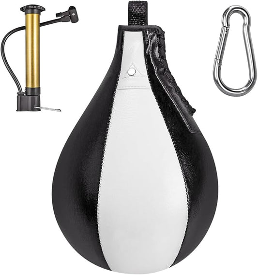 Benelabel Boxing Speed Bag Kit & Boxing Speed Bag - Premium Leather Bag with 360° Swivel and Inflator - Easy to Install and Use - Improve Your Speed and Reflexes