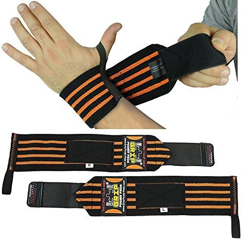 Grip Power Pads Wrist Wraps 2 Wraps for Weight Lifting Wrist Support Cotton Wraps Gym Bandage Straps for Men & Women Premium Quality & PRO Rubber
