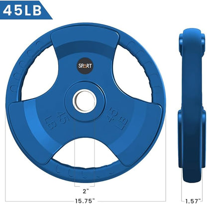 SPART 2-Inch Color Rubber Coated Olympic Grip Plate 2.5LB/5LB/10LB/25LB/35LB/45LB, Two
