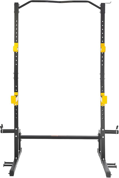 VEVOR Squat Stand - Multi-Functional Power Rack with Pull Up Bar, Hook, and Weight Plate Storage Attachment, Adjustable Power Rack Cage for Home Gym Equipment