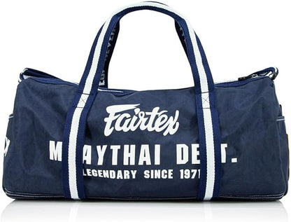 Fairtex BAG9 Retro Style Barrel Bag Thai Boxing Heavy Gym Bag Myay Thai MMA (Navy Blue)
