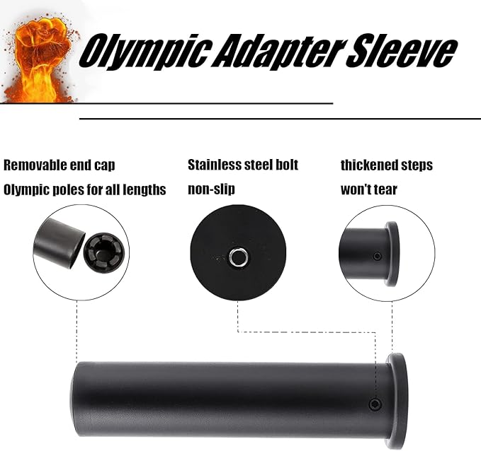 OHLIF 2PCS Nylon Olympic Adapter Sleeve 8",Converts 1" Standard Weight Plate Posts to 2" Olympic Weight Plate Posts,Removeable end Cap