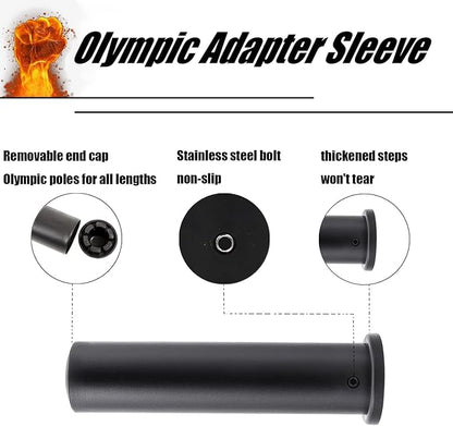 OHLIF 2PCS Nylon Olympic Adapter Sleeve 8",Converts 1" Standard Weight Plate Posts to 2" Olympic Weight Plate Posts,Removeable end Cap