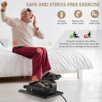 Under Desk Elliptical Machine, Electric Ellipse Leg Exerciser While Sitting for Seniors Adults, Quiet & Portable Electric Seated Pedal Exerciser with Remote Control, 15 Adjustable Speeds, 5 Auto Modes