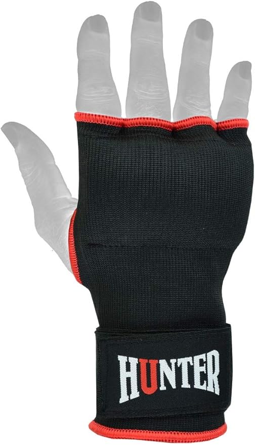 HUNTER Gel Padded Inner Gloves with Hand Wraps for Boxing, Quick Elastic Training Wraps for Men & Women, Muay Thai MMA Kickboxing Martial Arts Knuckle Wrist Protector (Pair)
