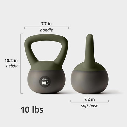 Soft Kettlebells with Cushioned Impact-Resistant Base and Anti-Slip