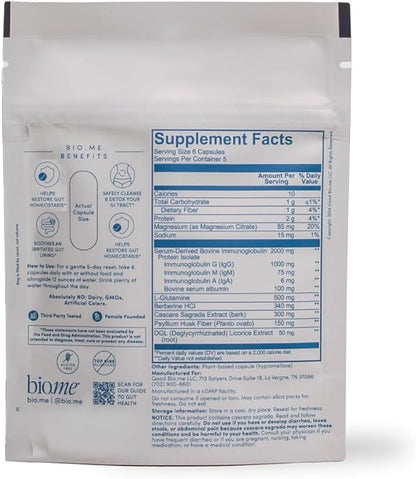 Gut Remedy Capsules (1 Monthly Cleanse) Gut Cleanse with Magnesium Citrate, Berberine, Immunolin, L-Glutamine - 5 Day Cleanse & Reset Digestive System, Remove Waste, Rebalance Gut Microbiome