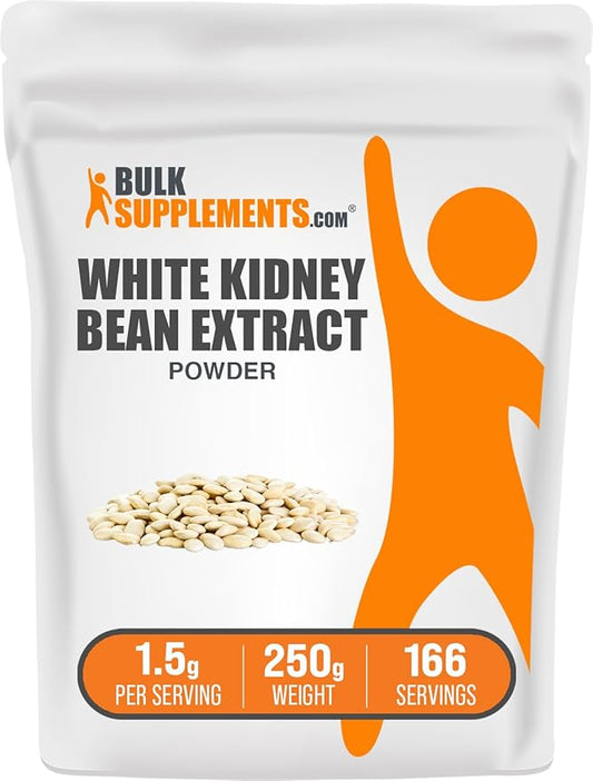 BulkSupplements.com White Kidney Bean Extract Powder - White Kidney Bean Powder, Herbal Supplement - Gluten Free, 1500mg per Serving, 250g (8.8 oz) (Pack of 1)