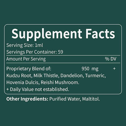 Kudzu Root Drops, Liver Detox Cleanse Supplement, Liver Health Formula with Milk Thistle Goji Berries Extract. 2 oz