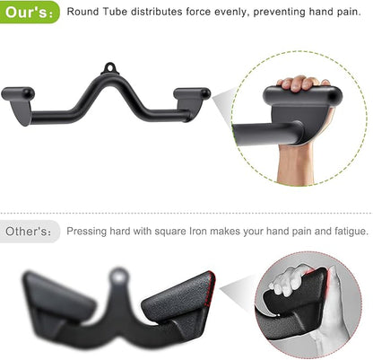 Kipika LAT Pull Down Bars Cable Machine Attachment, Rowing T-bar V-bar Set, Back Strength Training Handle Grips for Cable Machine Rowing Machine, 12" 20" 24" 28" 32" Five Sizes